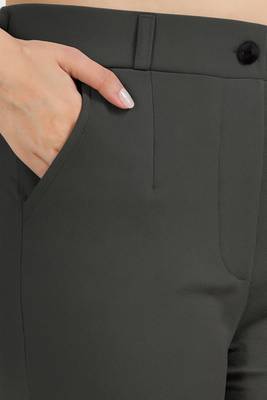 charcoal grey regular fit mid-rise flat front trouser for women 5