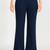Women solid navy blue regular fit mid-rise flat front trousers