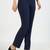 Women solid navy blue regular fit mid-rise flat front trousers