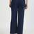 Women solid navy blue regular fit mid-rise flat front trousers