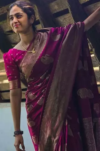 Pink color art silk blend sarees with blouse