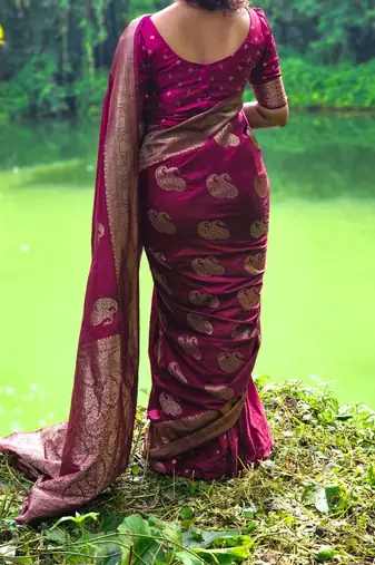 Pink color art silk blend sarees with blouse