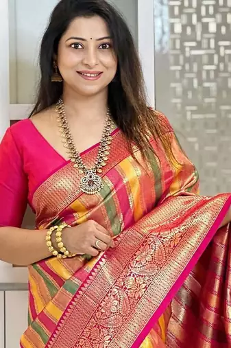 Multy color art silk blend sarees with blouse
