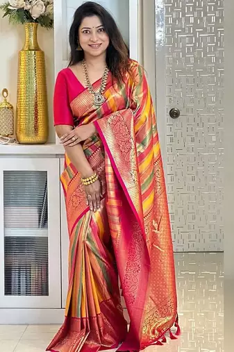 Multy color art silk blend sarees with blouse