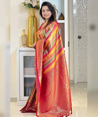 Multy color art silk blend sarees with blouse 1