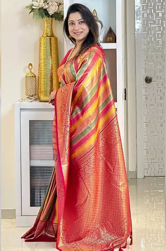 Multy color art silk blend sarees with blouse