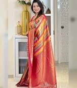 Multy color art silk blend sarees with blouse