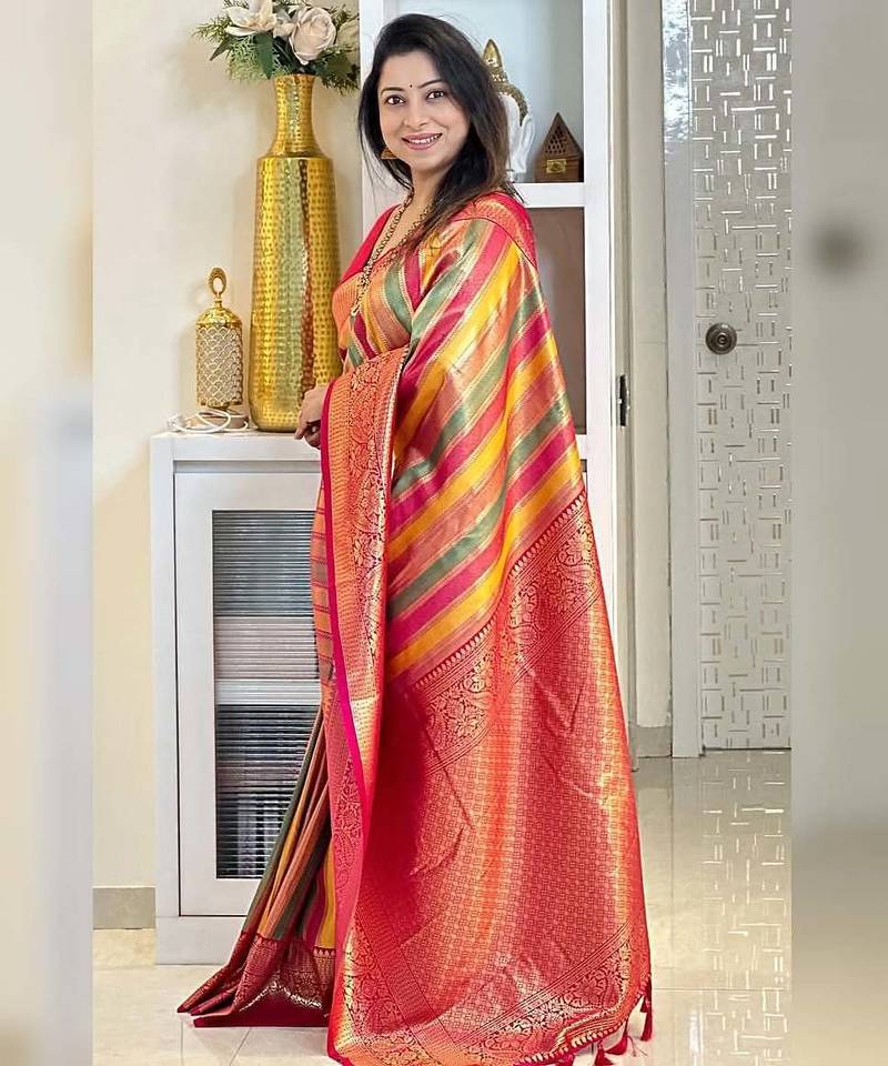 Multy color art silk blend sarees with blouse
