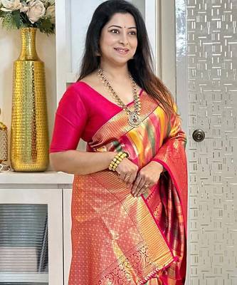 Multy color art silk blend sarees with blouse 4