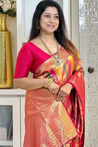 Multy color art silk blend sarees with blouse