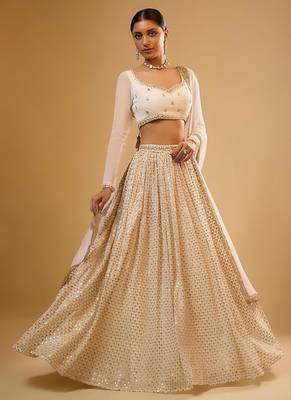 ivory sequins & zari embroidered designer lehenga choli 1
