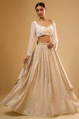 Elegance Ivory 3mm & 5mm Sequins with Zari Embroidered Indian Lattest Designer Lehenga Choli