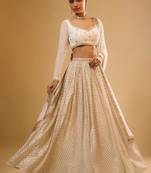 Elegance Ivory 3mm & 5mm Sequins with Zari Embroidered Indian Lattest Designer Lehenga Choli