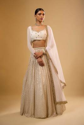 ivory sequins & zari embroidered designer lehenga choli 2