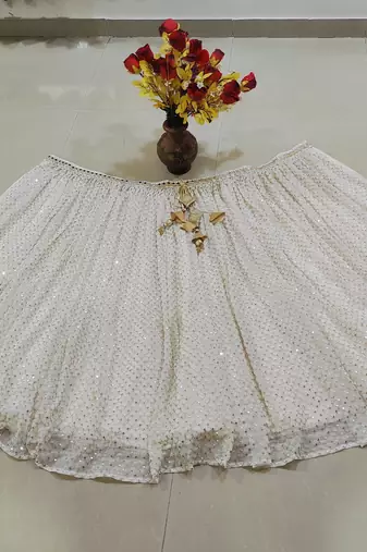 ivory sequins & zari embroidered designer lehenga choli