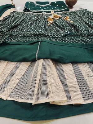 emerald green sequins & zari embroidered lehenga choli 5