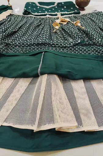 emerald green sequins & zari embroidered lehenga choli