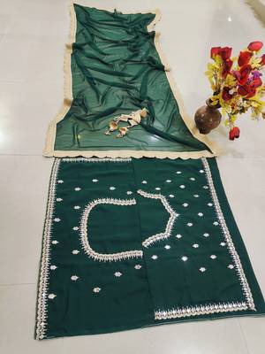 emerald green sequins & zari embroidered lehenga choli 6