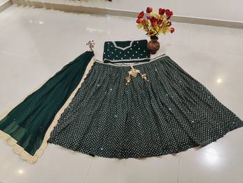 emerald green sequins & zari embroidered lehenga choli 8