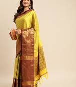 Light lemon cotton silk saree with unstitched blouse piece
