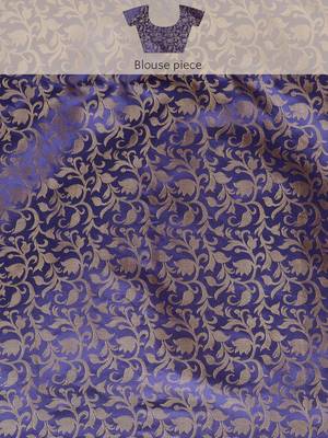 magenta cotton silk banarasi saree with blue zari border 5