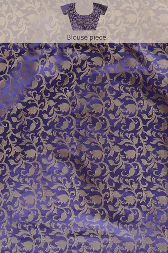 magenta cotton silk banarasi saree with blue zari border