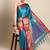 Sky blue cotton silk saree with unstitched blouse piece