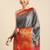 Grey cotton silk saree with unstitched blouse piece