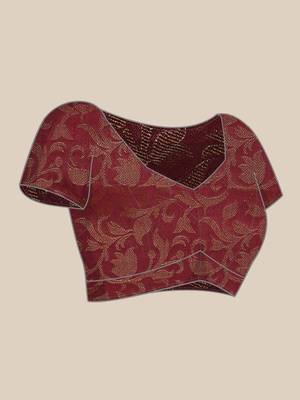 beige cotton silk banarasi saree with maroon zari border 4