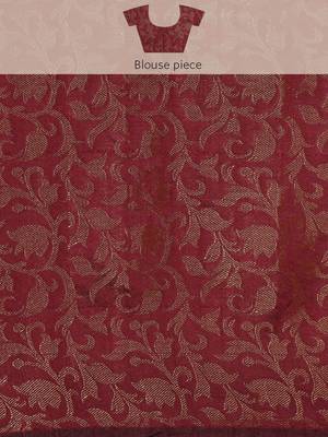 beige cotton silk banarasi saree with maroon zari border 5