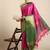 Pink cotton silk saree with unstitched blouse piece