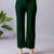 Women solid green regular fit mid-rise flat front trousers