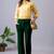 Women solid green regular fit mid-rise flat front trousers