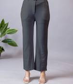 Women solid lavender regular fit mid-rise flat front trousers