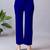 Women solid navy blue regular fit mid-rise flat front trousers