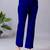 Women solid navy blue regular fit mid-rise flat front trousers