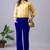 Women solid navy blue regular fit mid-rise flat front trousers