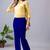 Women solid navy blue regular fit mid-rise flat front trousers