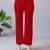Women solid navy blue regular fit mid-rise flat front trousers