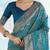 Turquoise faux banarasi silk saree with traditional paisley weaves