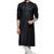 Men's black cotton embroidery, mirror kurta set