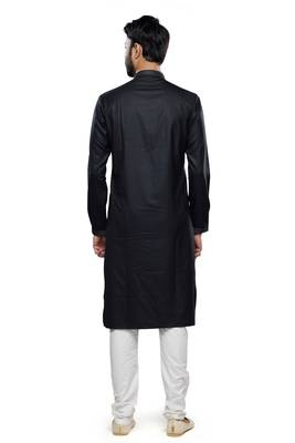 men's black cotton mirror work kurta set 3