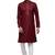 Men's wine cotton embroidery, mirror kurta set