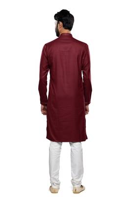 men's wine cotton mirror work kurta set 3