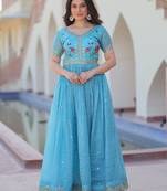 Sky designer readymade long kurti  with Embroidery Sequins-work