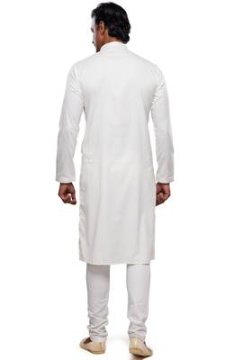 men's off white cotton mirror work kurta set 3