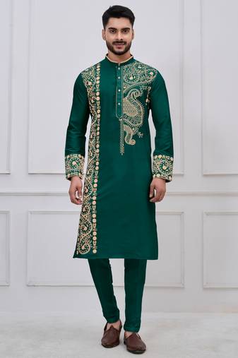 Green ps viscose premium designer festive wear kurta trouser set