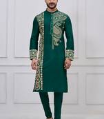 Green ps viscose premium designer festive wear kurta trouser set