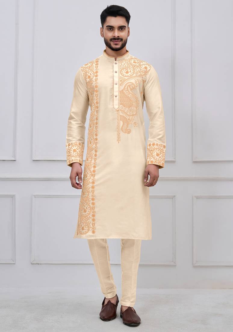 Gold ps viscose premium designer festive wear kurta trouser set