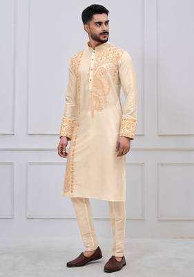 gold embroidered viscose festive kurta trouser set 3